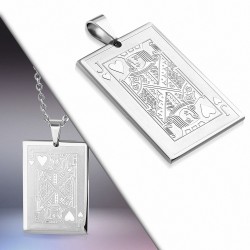 Pendentif en acier inoxydable  carte de jeu avec coeur