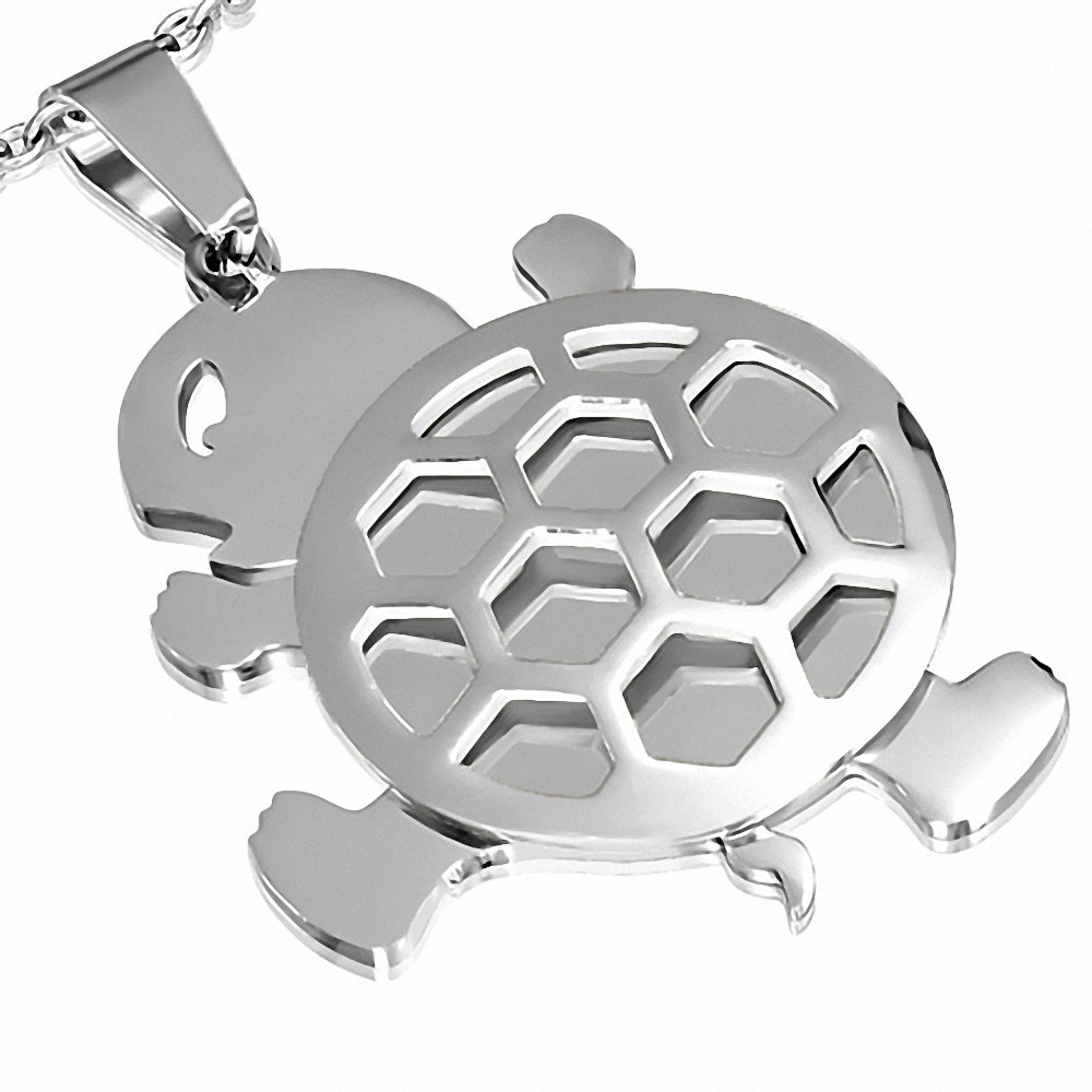 Pendentif en forme de tortue  bébé en acier inoxydable