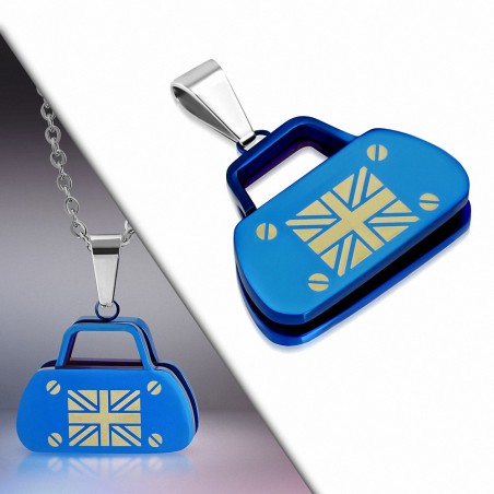 Pendentif  sac à main Lady en acier inoxydable à drapeau bicolore du Royaume-Uni