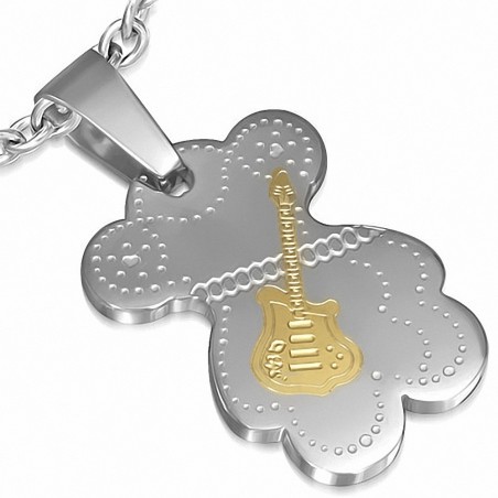 Pendentif ourson pointillé  guitare