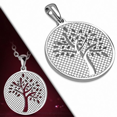 Pendentif avec charm de cercle d'arbres de Bodhi découpé en acier inoxydable