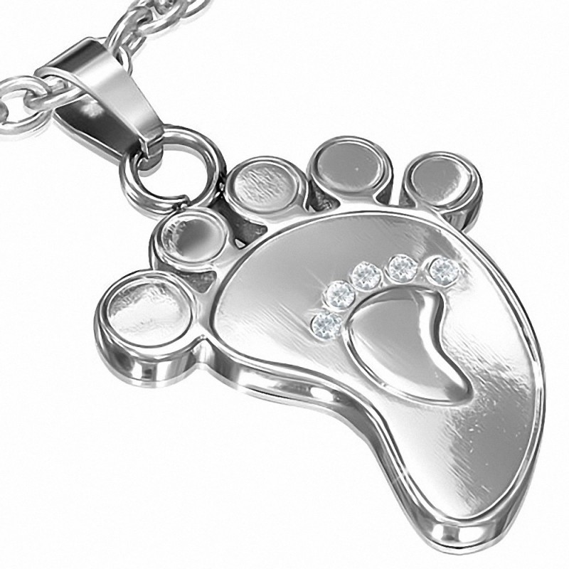 Pendentif charm pied de bébé en acier inoxydable