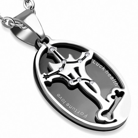 Pendentif zodiacal Balance en 2 parties en acier inoxydable