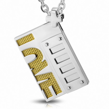 Pendentif en forme de croix géométrique en forme de monogramme d'amour en acier inoxydable avec pendentif