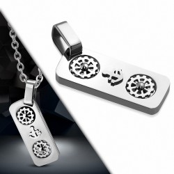 Pendentif charm  étiquette audio d'ancre marine en acier inoxydable