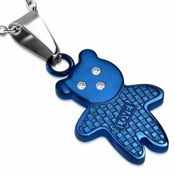 Pendentif Eternal Monogram Eternal Checker / Grille en acier inoxydable anodisé bleu gemme