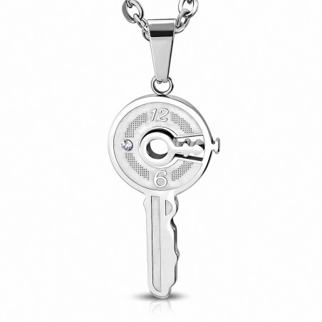 Pendentif charm de style horloge en acier inoxydable gemme