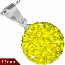Pendentif sphère en acier inoxydable de 13 mm avec multiples gemmes jaune