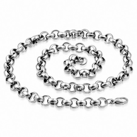 Chaîne à maillons Rolo avec fermoir mousqueton en acier inoxydable L-59cm | W-4mm