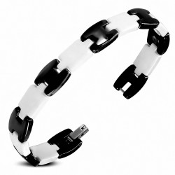 L-18cm W-10mm | Bracelet magnétique à maillons en céramique 2 tons - Panthère