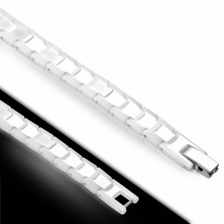 L-17.5cm W-7mm | Bracelet à maillons en céramique blanche avec panthère magnétique