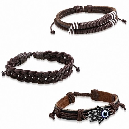 Ensemble de bracelets | Jeu de bracelets ajustables en cuir avec cordon de serrage  Evil Eye