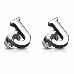 Boucles d'oreilles Alphabet J en acier inoxydable (paire)