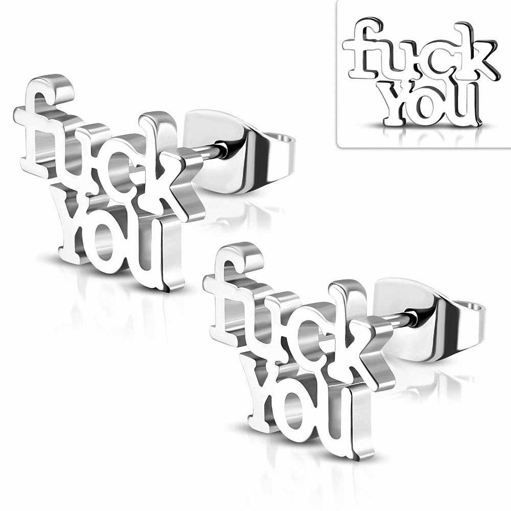 Boucles d'oreilles monogramme Fuck You en acier inoxydable (paire)