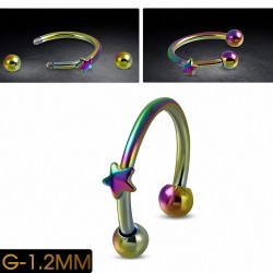 Piercing circulaire  fer à cheval en acier inoxydable anodisé arc-en-ciel | Boule 3mm | G-1