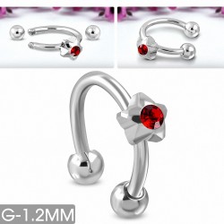 Piercing  fer à cheval étoile en acier inoxydable avec orange opale de feu CZ | Boule 3mm | G-1