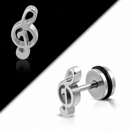 Piercing oreille musical en acier inoxydable avec fausses fausses notes avec joint torique | G-1