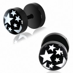 8mm | Faux faux Piercing oreille en acier inoxydable anodisé 2 tons Star Journey | G-1