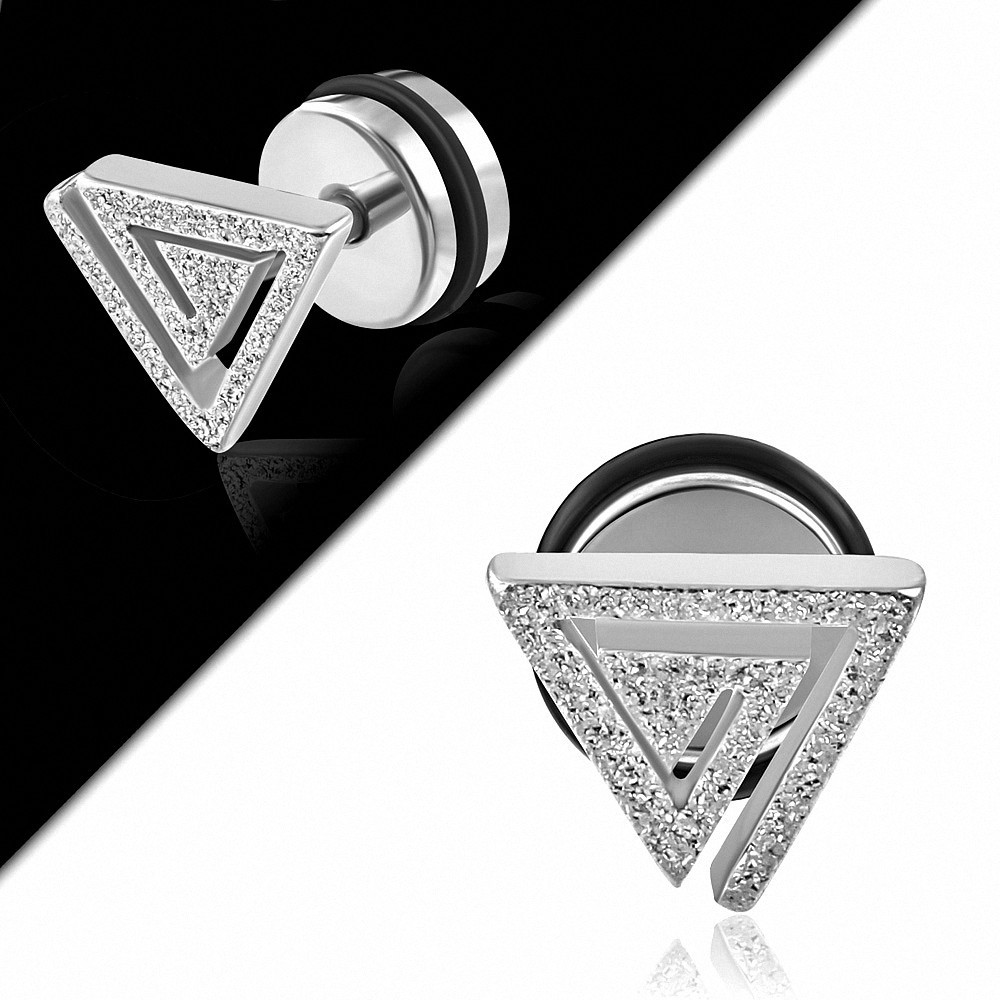 Faux faux Piercing oreille  triangle sablé en acier inoxydable avec joint torique | G-1