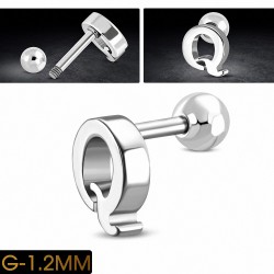 Piercing oreille en acier inoxydable Alphabet initiale / lettre Q Tragus / Cartilage Barbell | Boule 4mm | G-1