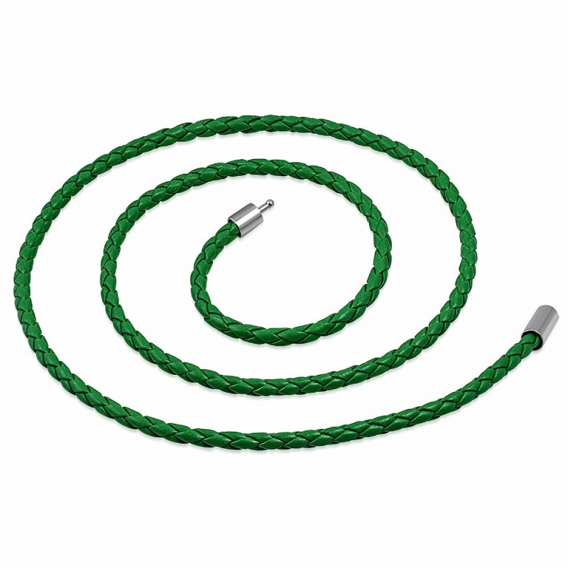 Collier homme cuir vert - 57 cm