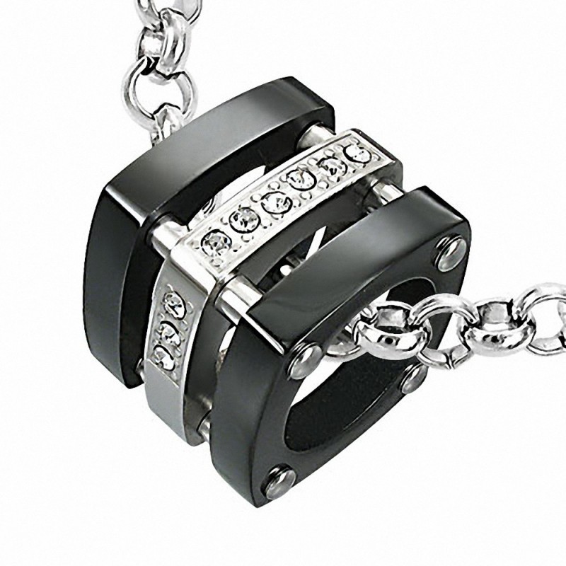 Pendentif homme rectangulaire noir Pendentif homme rectangulaire noir