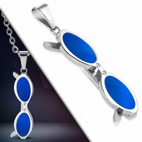 Pendentif homme lunettes soleil bleu