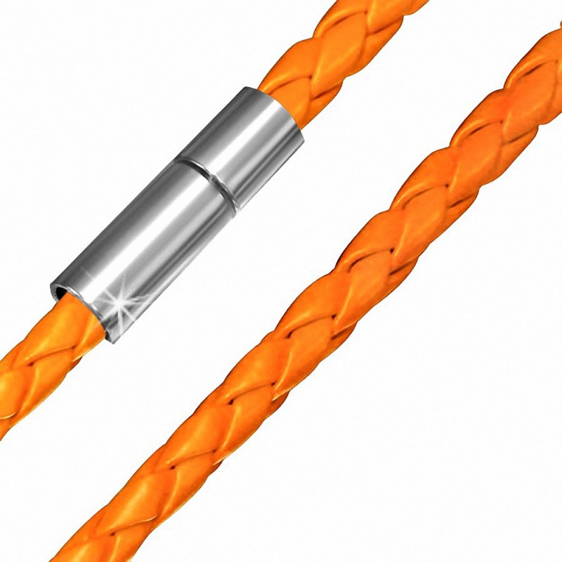 Collier homme cuir orange - 53 cm Collier homme cuir orange - 53 cm