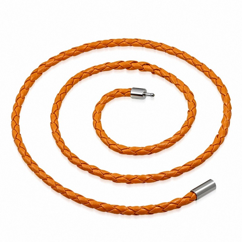Collier homme cuir orange - 56 cm Collier homme cuir orange - 56 cm
