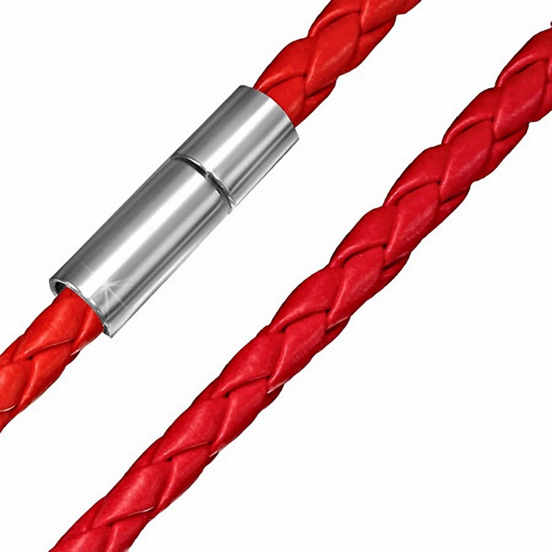 Collier homme cuir rouge - 58 cm Collier homme cuir rouge - 58 cm