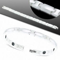 Bracelet homme magnétique céramique blanche