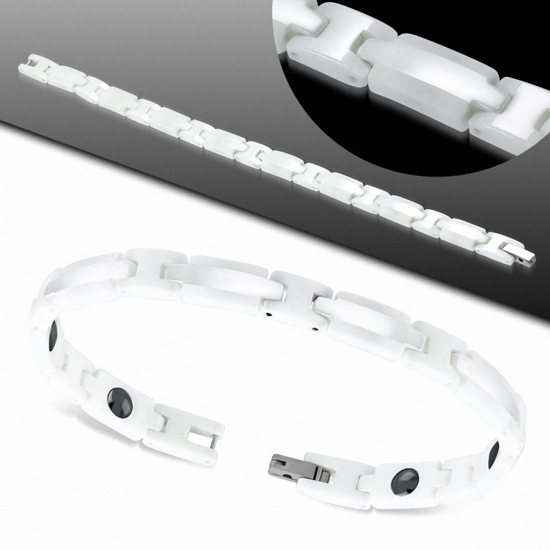 Bracelet homme magnétique céramique blanche Bracelet homme magnétique céramique blanche