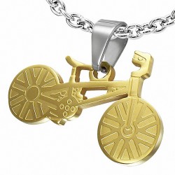 Pendentif homme bicyclette dorée