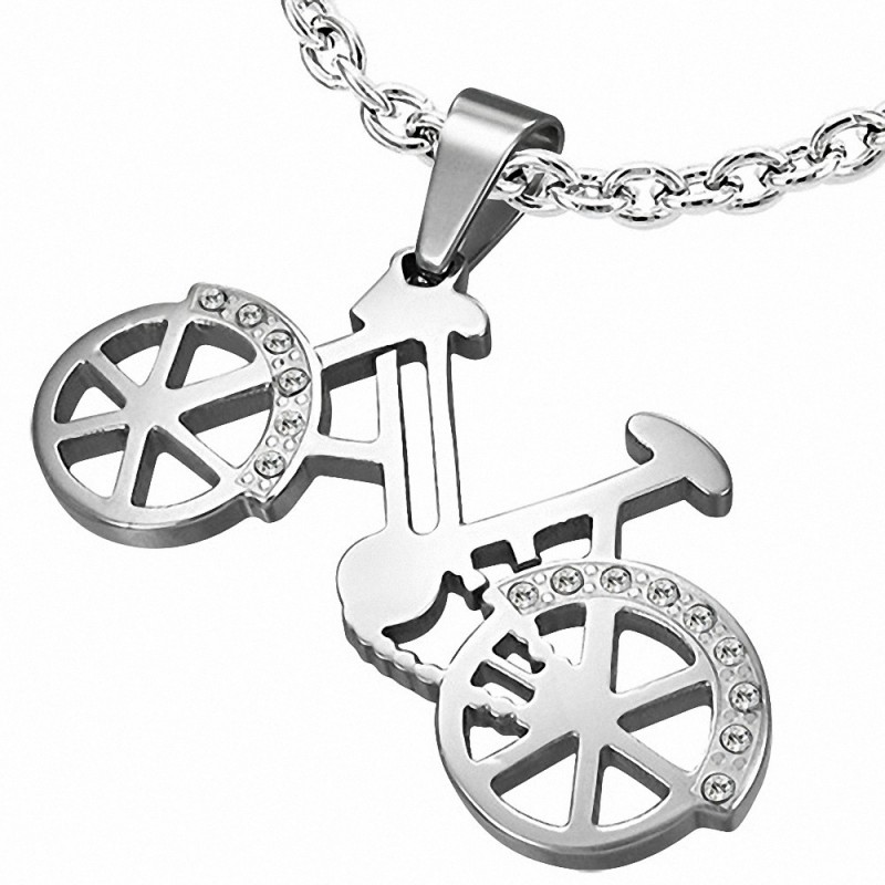 Pendentif homme bicyclette argentée Pendentif homme bicyclette argentée