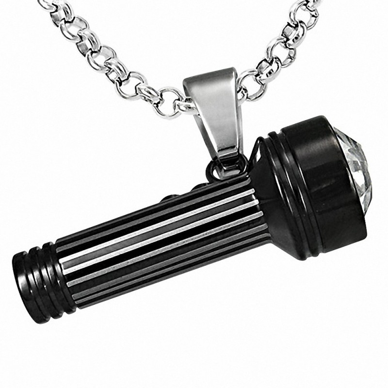 Pendentif homme lampe torche noir Pendentif homme lampe torche noir