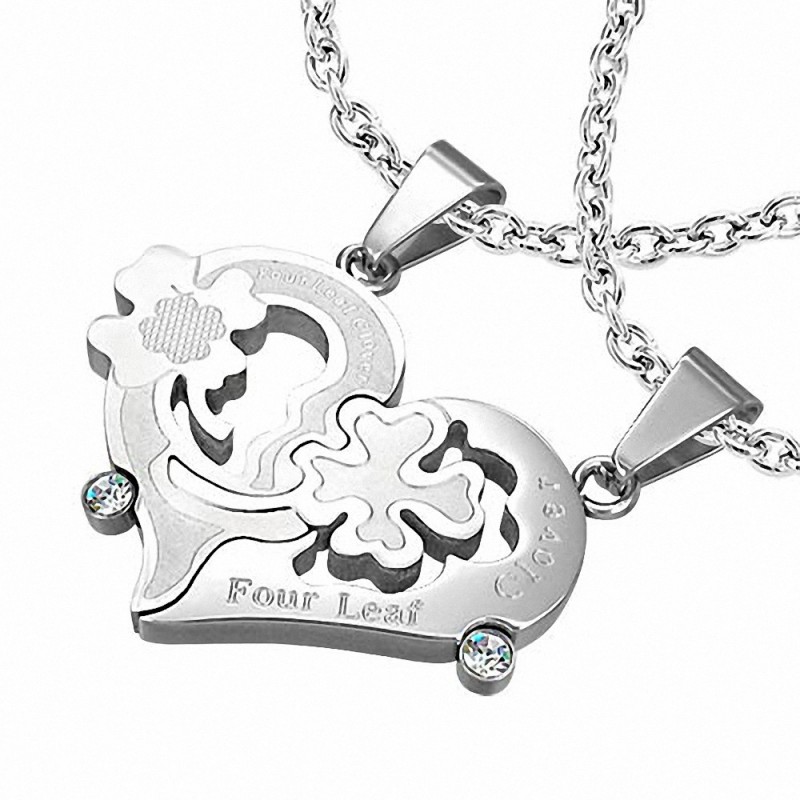 Pendentif couple trèfle coeur Pendentif couple trèfle coeur