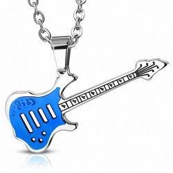 Pendentif homme guitare électrique bleue