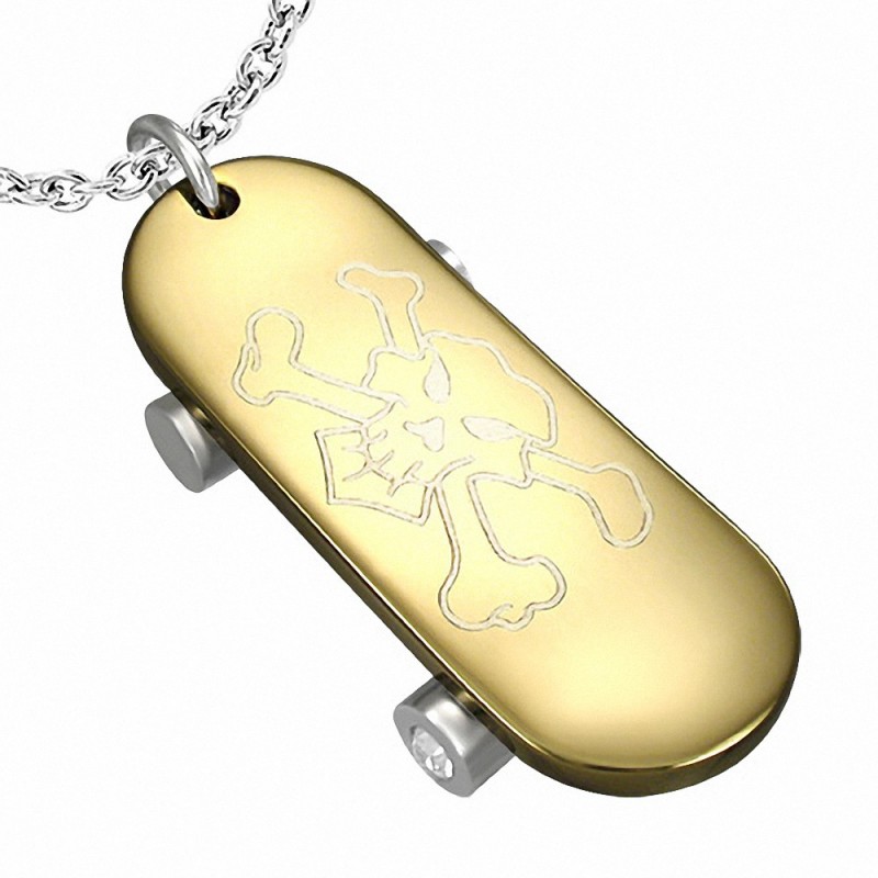 Pendentif homme skateboard tête de mort Pendentif homme skateboard tête de mort