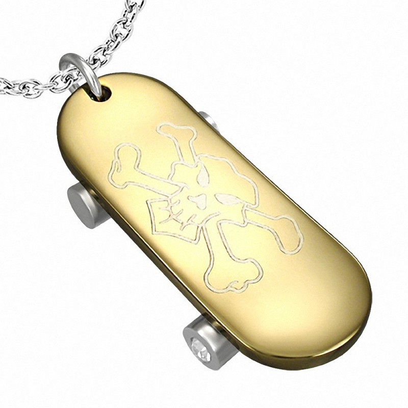 Pendentif homme skateboard tête de mort