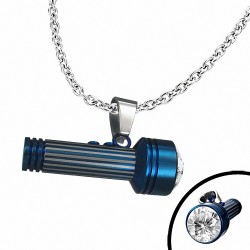 Pendentif homme lampe torche bleue