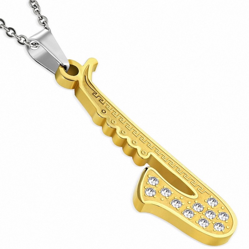 Pendentif homme saxophone doré