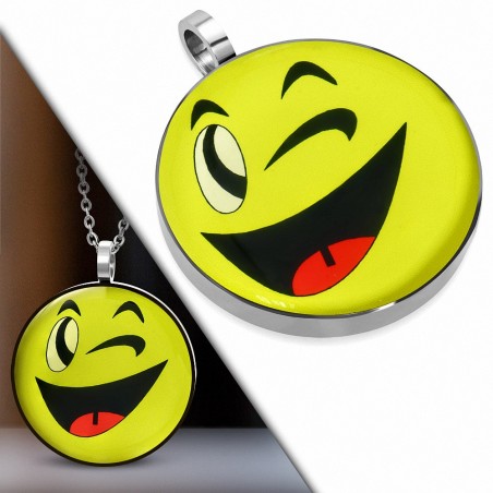 Pendentif homme smiley clin d'oeil