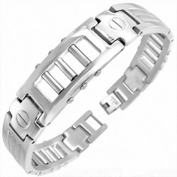 Bracelet homme acier croix et vis