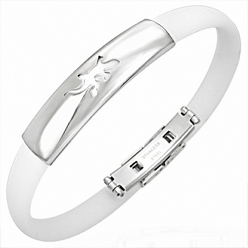Bracelet homme caoutchouc blanc lézard Bracelet homme caoutchouc blanc lézard