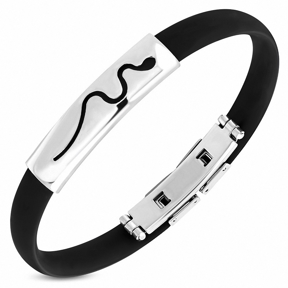 Bracelet homme caoutchouc noir serpent