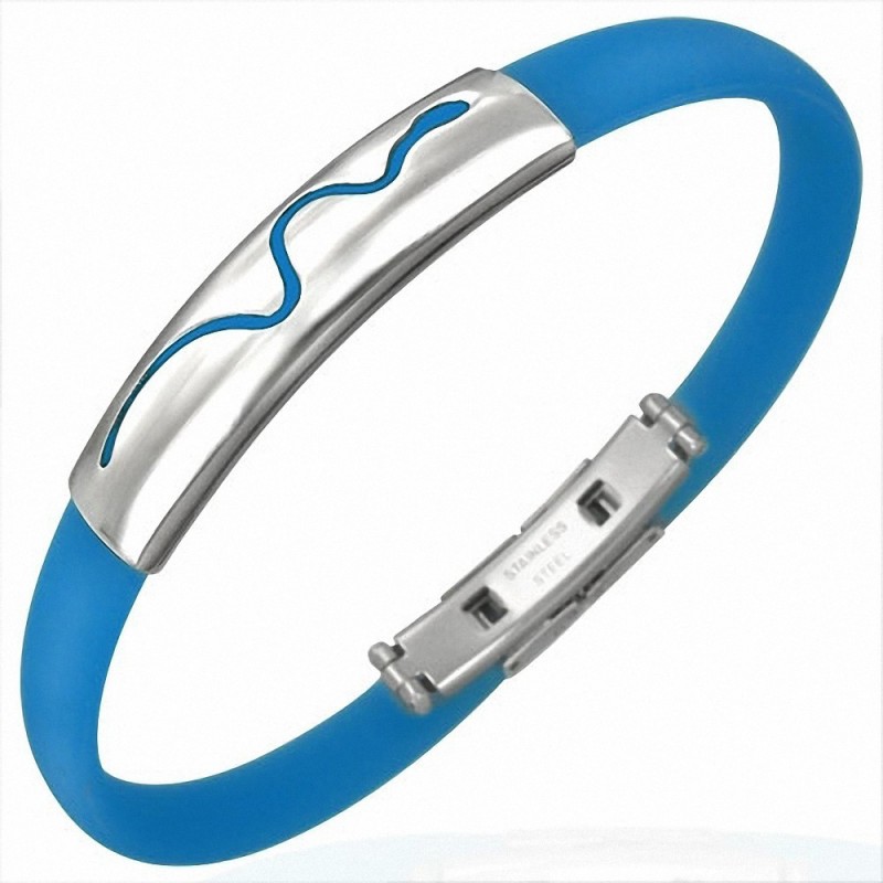 Bracelet homme caoutchouc bleu serpent