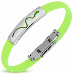 Bracelet homme caoutchouc vert clair serpent