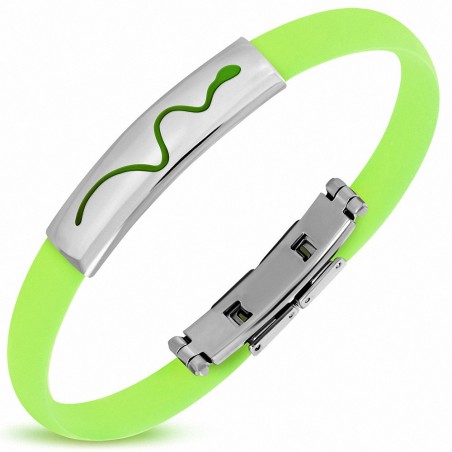 Bracelet homme caoutchouc vert clair serpent