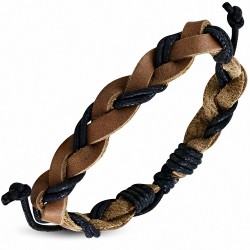 Bracelet homme cuir corde beige et noir