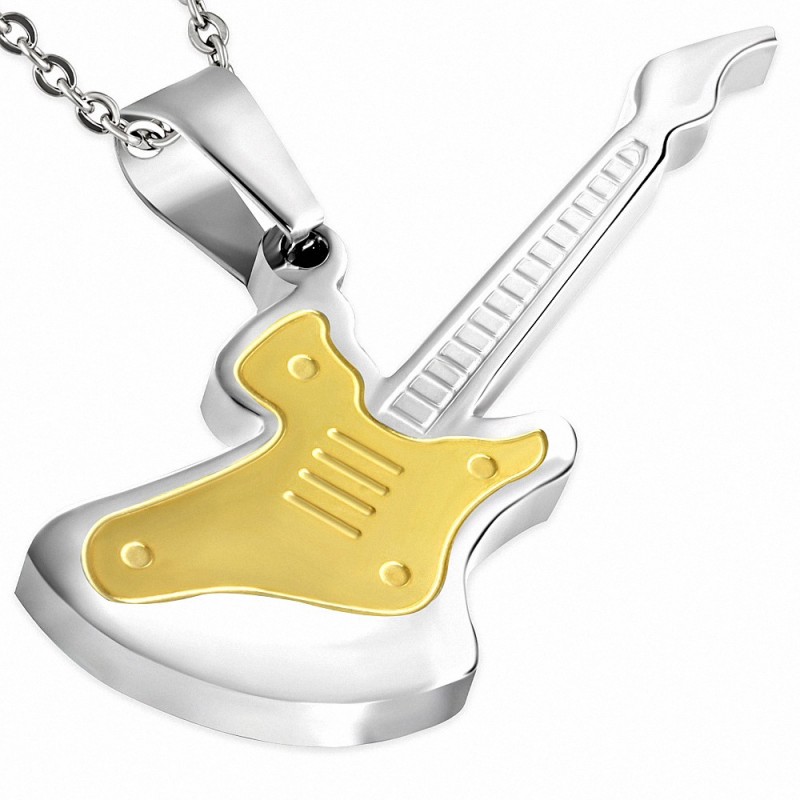 Pendentif homme guitare électrique dorée